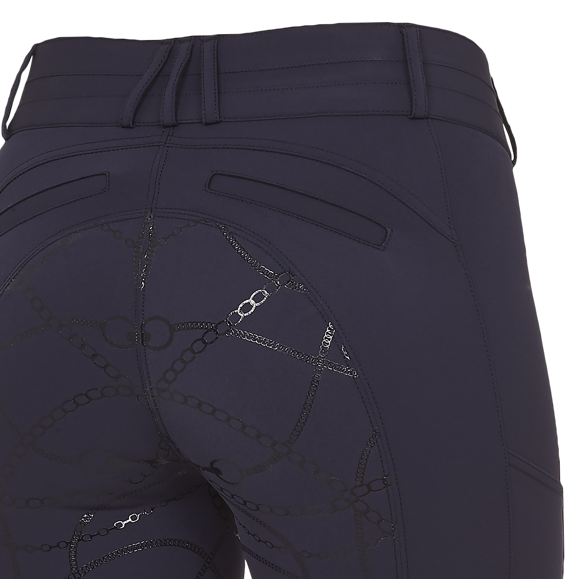 Schockemohle Summer Heather Mid Rise, Full Grip Breeches, Dark Blue
