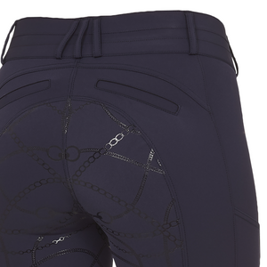 Schockemohle Summer Heather Mid Rise, Full Grip Breeches, Dark Blue
