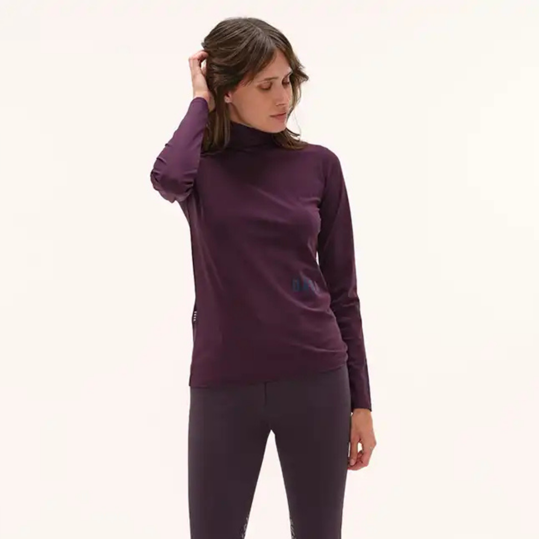 Dada Sport Consul Ladies Funnel Collar Long Sleeve T-Shirt, Dark Muscat