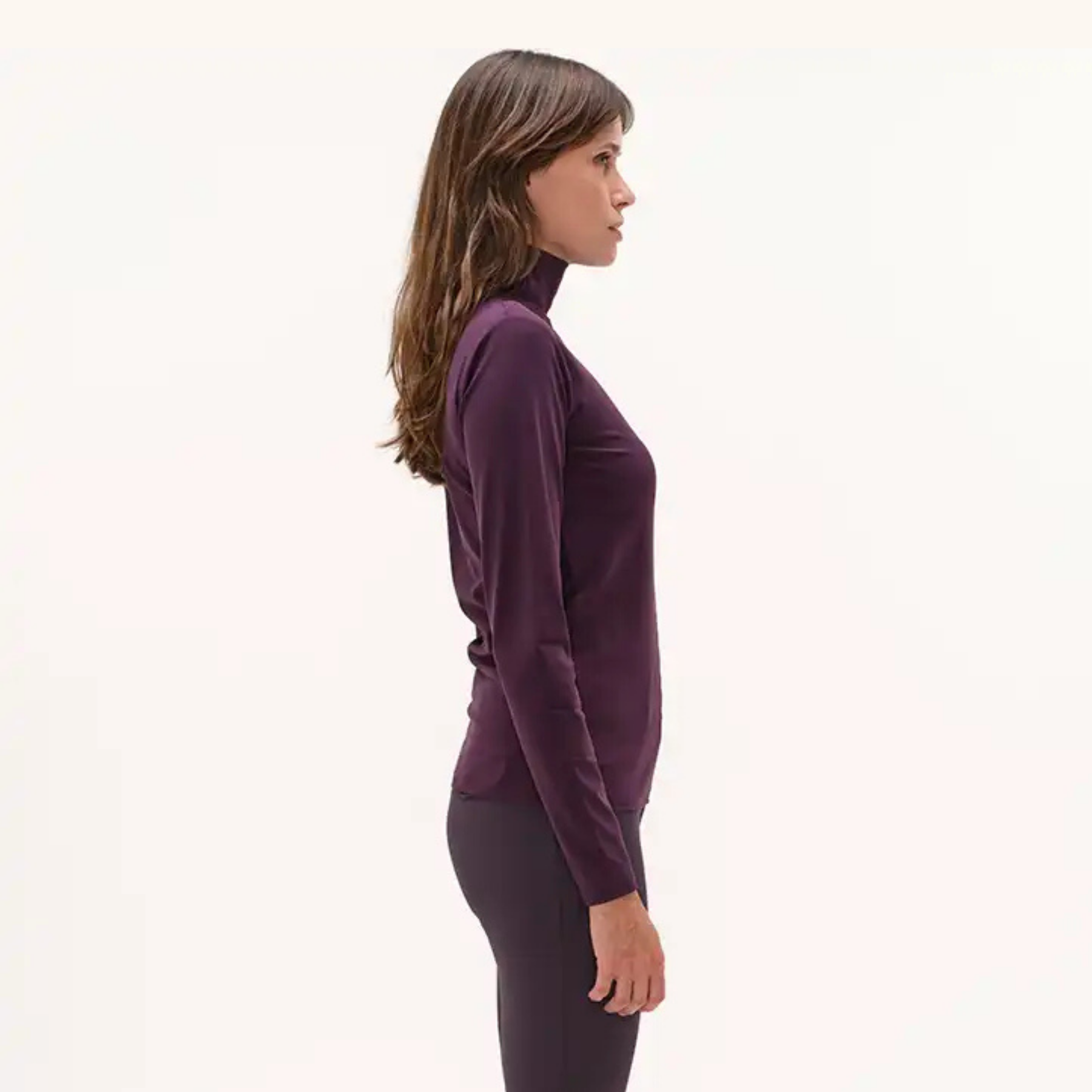 Dada Sport Consul Ladies Funnel Collar Long Sleeve T-Shirt, Dark Muscat