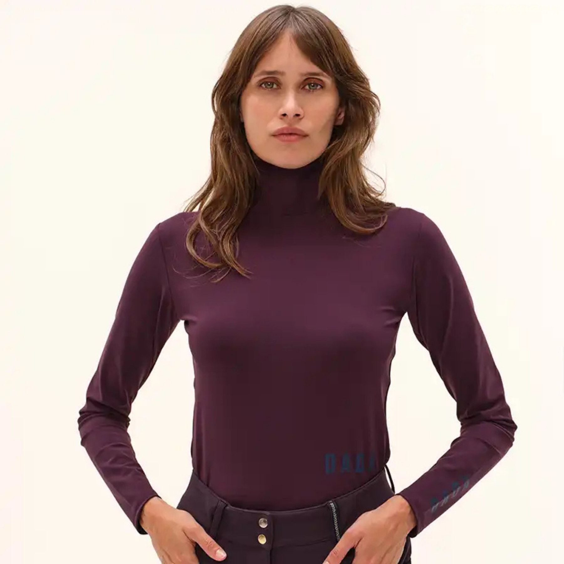 Dada Sport Consul Ladies Funnel Collar Long Sleeve T-Shirt, Dark Muscat