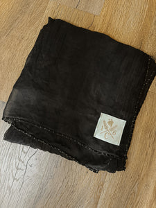 Sixteen Cypress Black Cotton Voile, Bridle Stitch Scarf