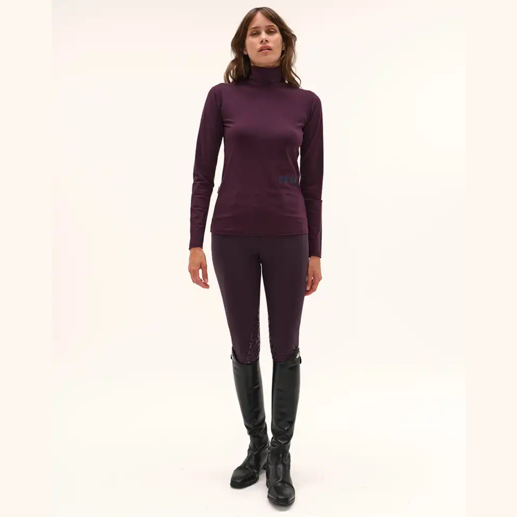 Dada Sport Consul Ladies Funnel Collar Long Sleeve T-Shirt, Dark Muscat