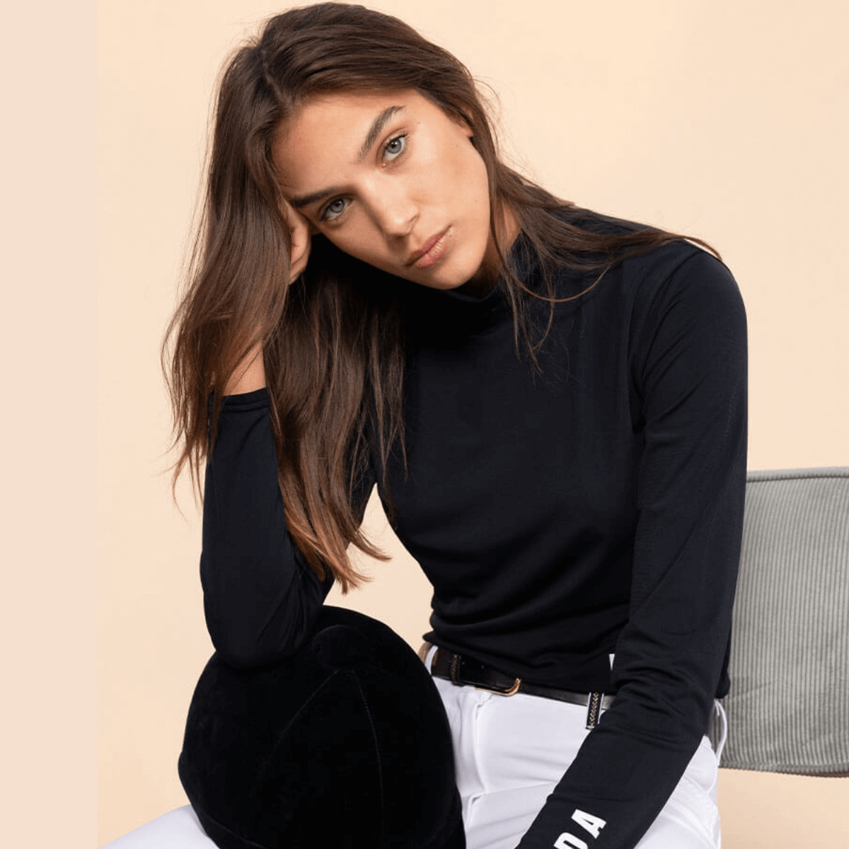 Dada Sport Consul Ladies Funnel Collar Long Sleeve T-Shirt, Navy