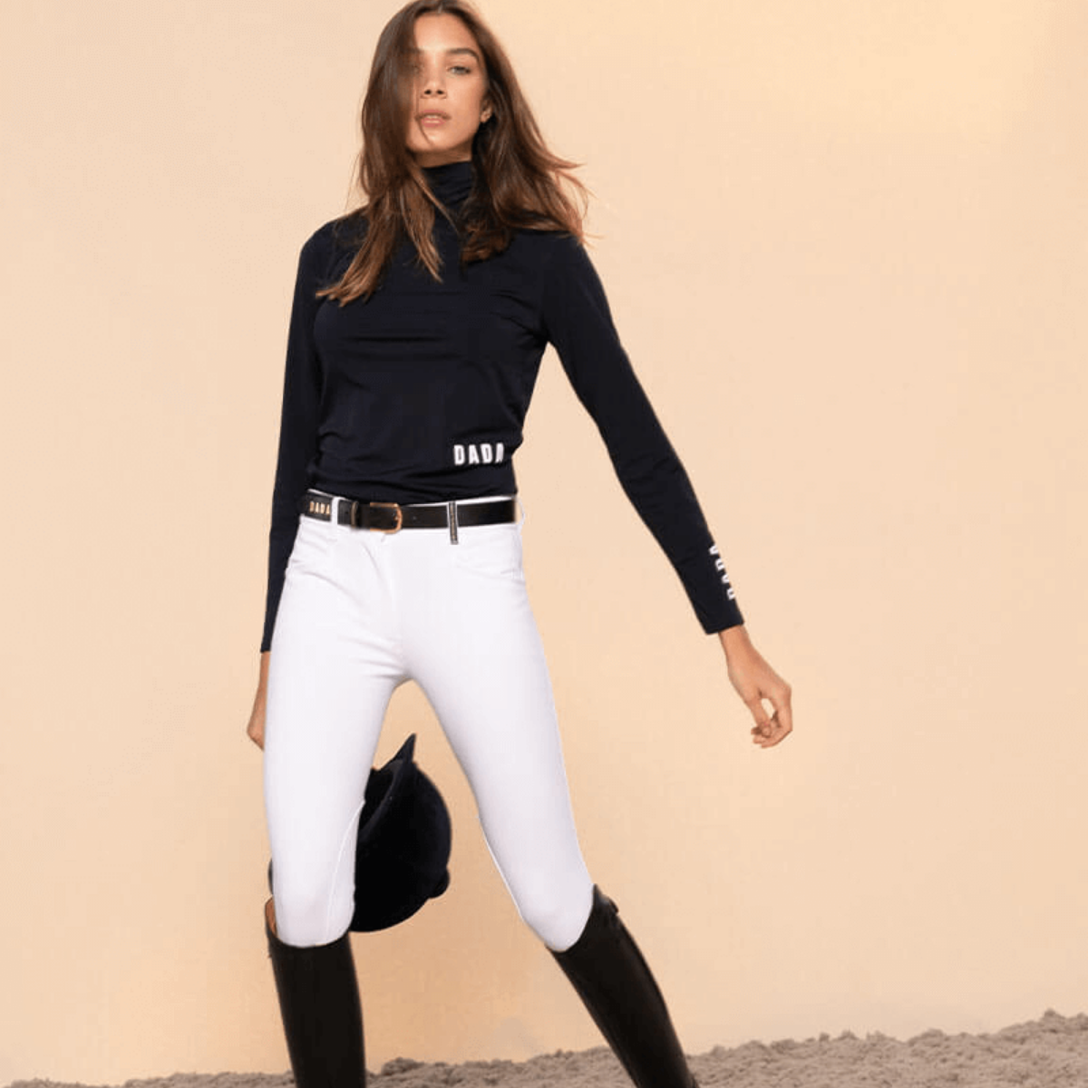 Dada Sport Consul Ladies Funnel Collar Long Sleeve T-Shirt, Navy