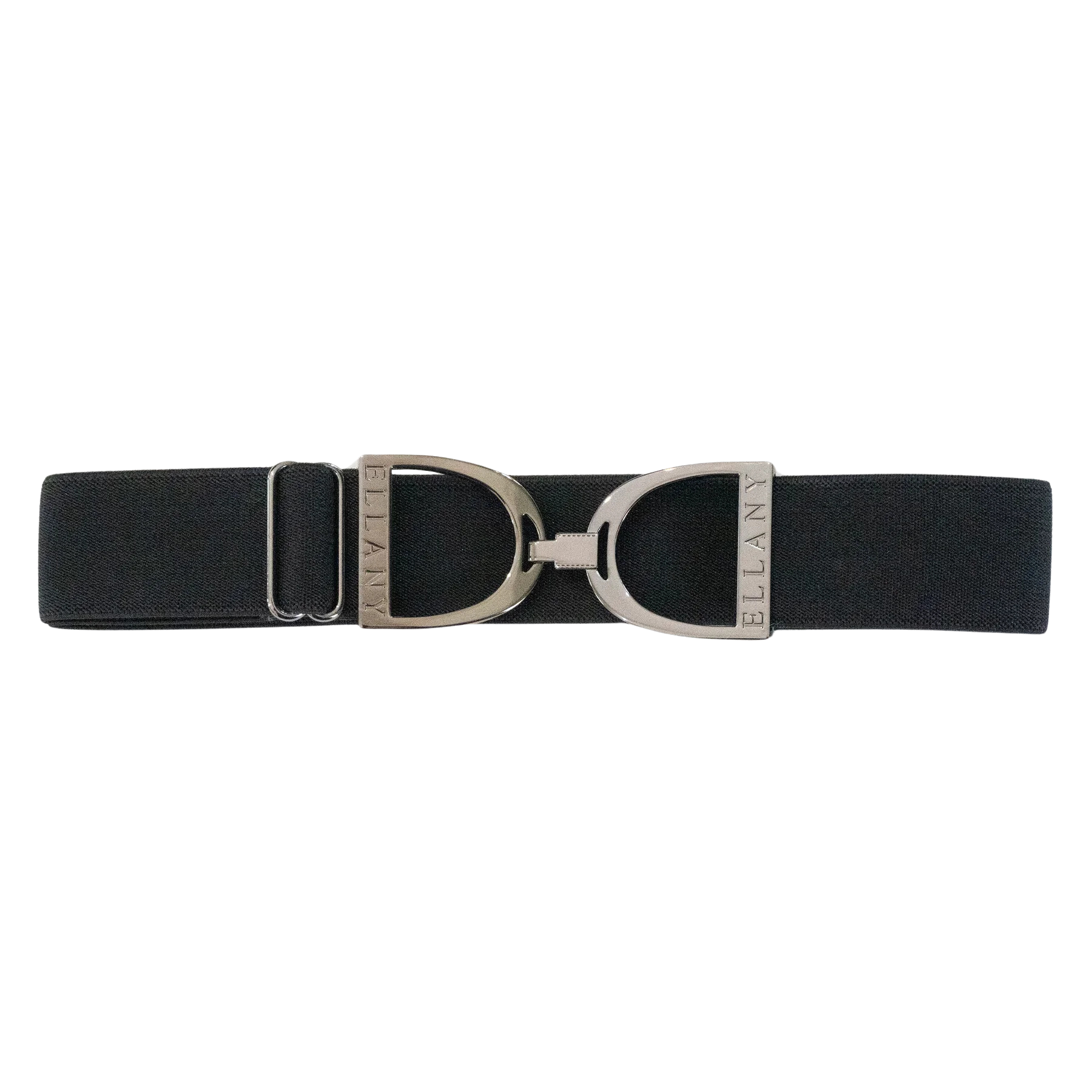 Ellany 1.5" Gunmetal Stirrup Elastic Belt, Black