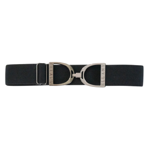 Ellany 1.5" Gunmetal Stirrup Elastic Belt, Black