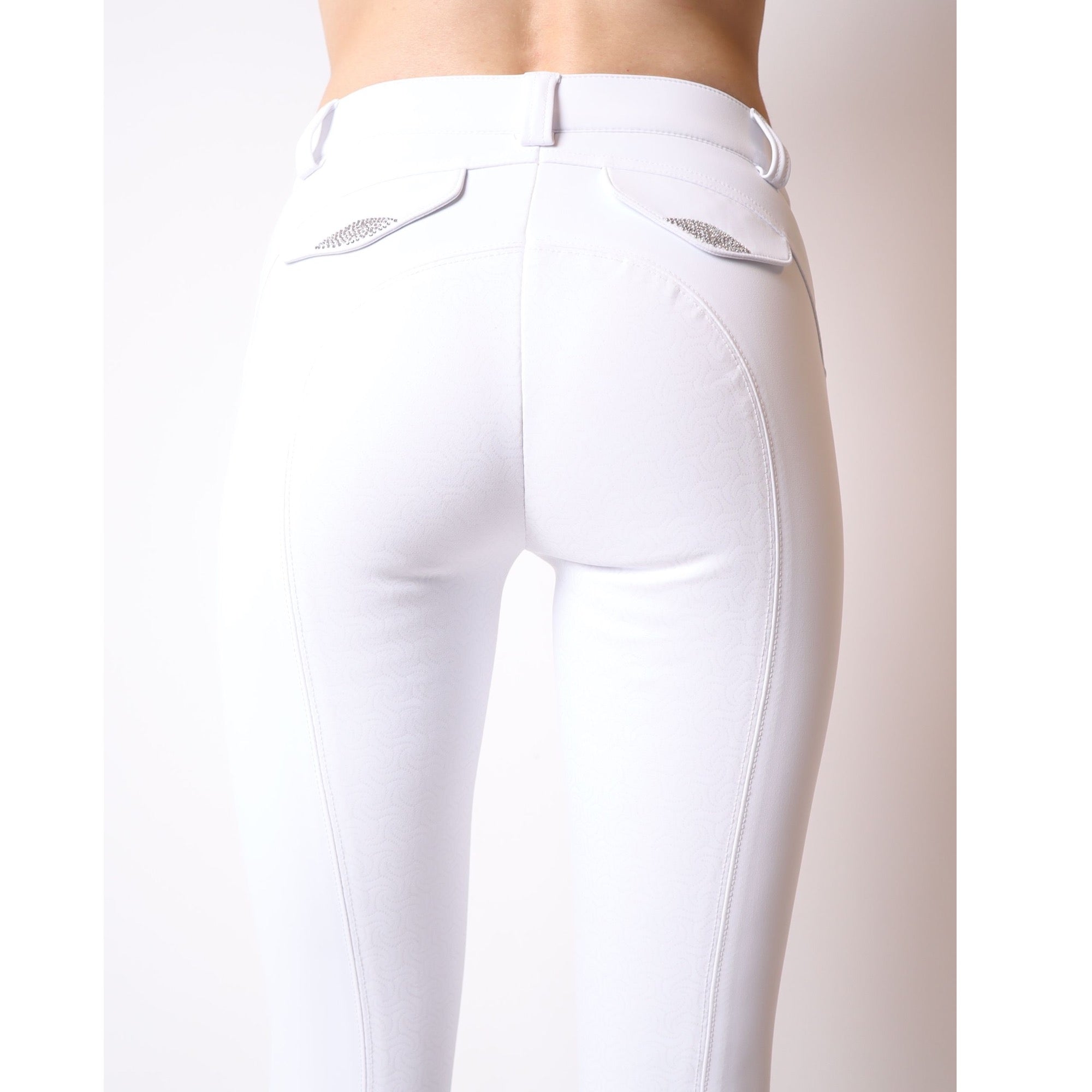 Montar Kyla Soft-Tech Ladies Mid Rise Full Grip Breeches, White