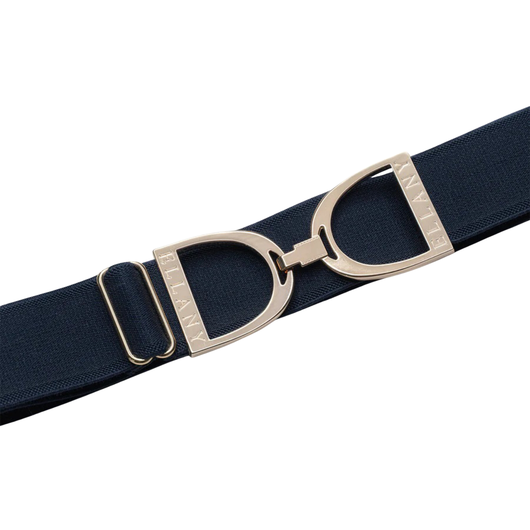 Ellany 1.5" Gold Stirrup Elastic Belt, Navy