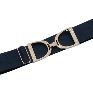 Ellany 1.5" Gold Stirrup Elastic Belt, Navy