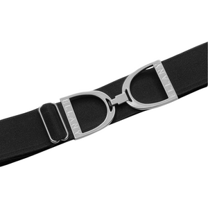 Ellany 1.5" Silver Stirrup Elastic Belt, Black