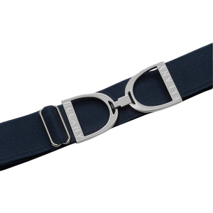 Ellany 1.5" Silver Stirrup Elastic Belt, Navy