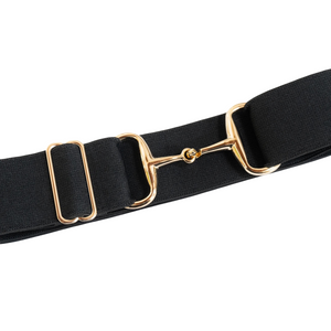Ellany 2" Gold Snaffle Elastic Belt, Black