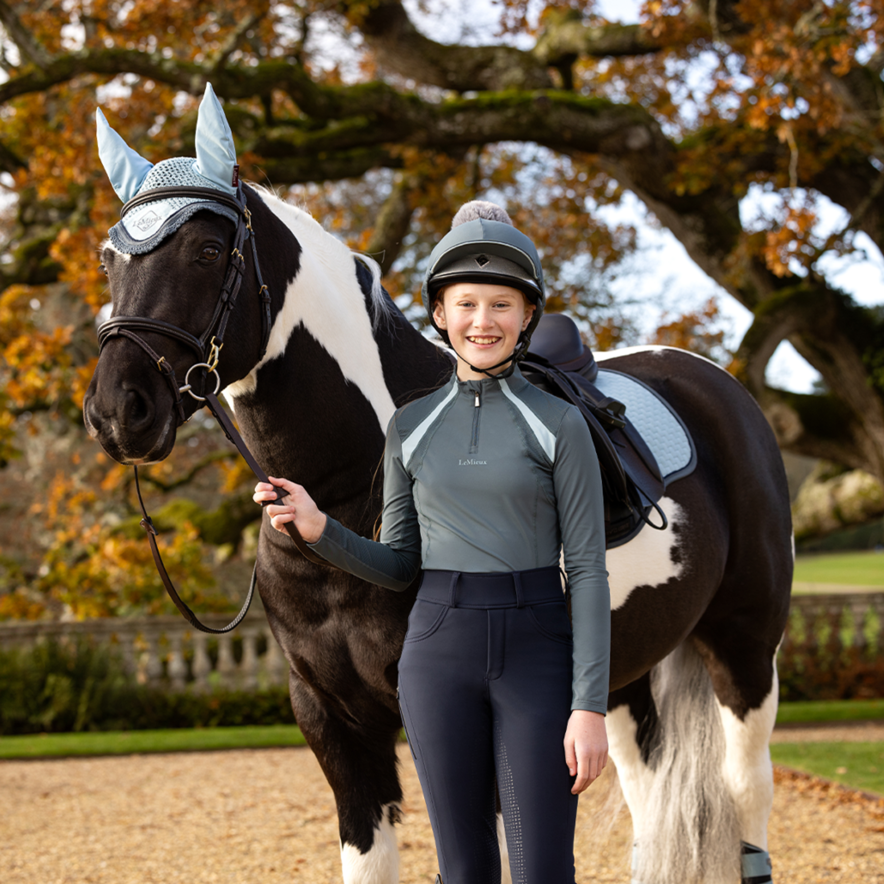 LeMieux Mia Young Rider Mesh Base Layer, Petrol