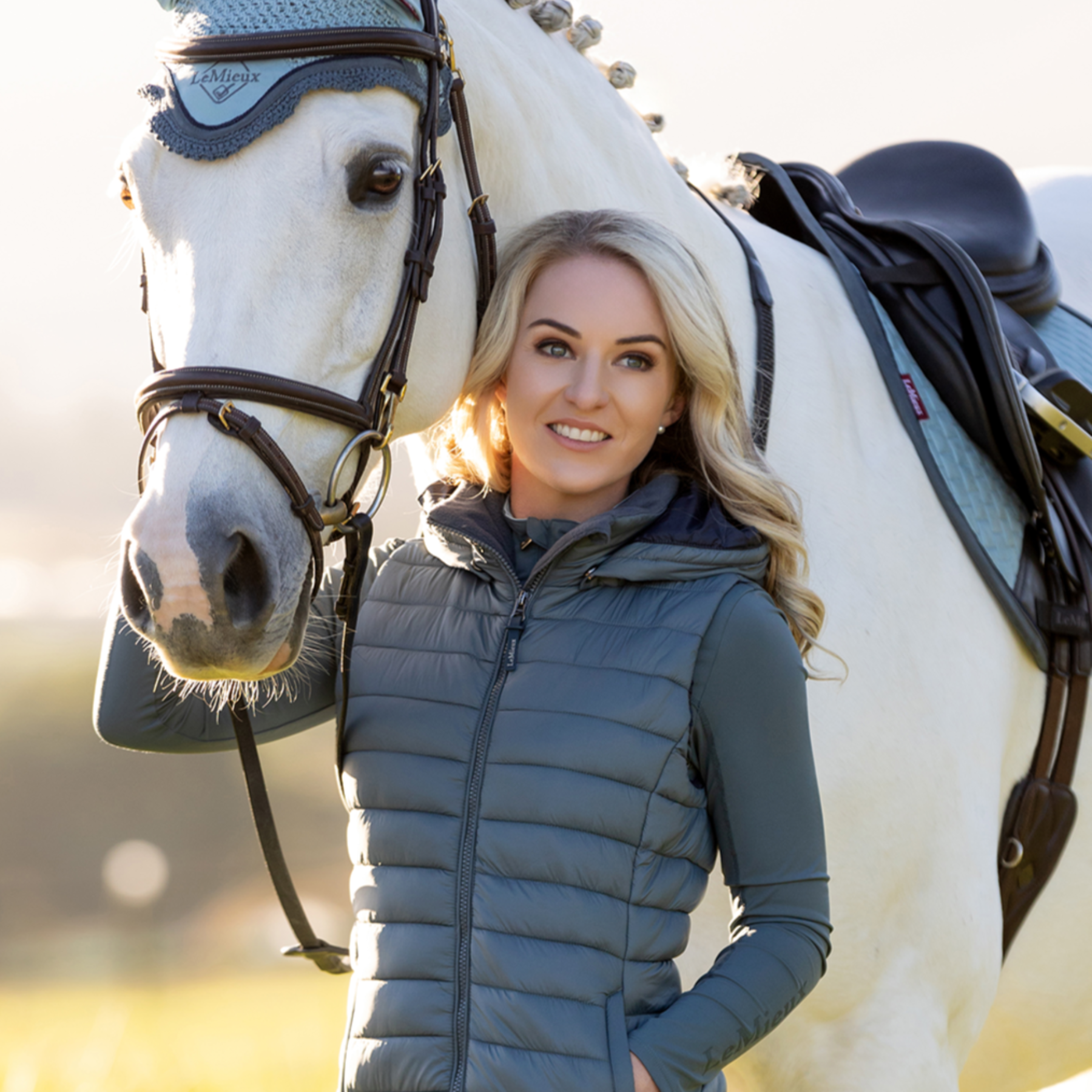 LeMieux Tilly Ladies Hooded Puffer Vest, Petrol