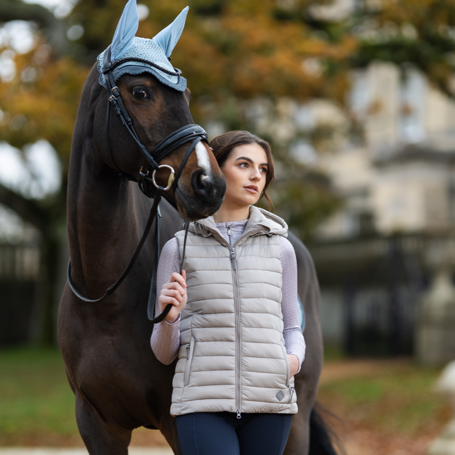 LeMieux Tilly Ladies Hooded Puffer Vest, Ash