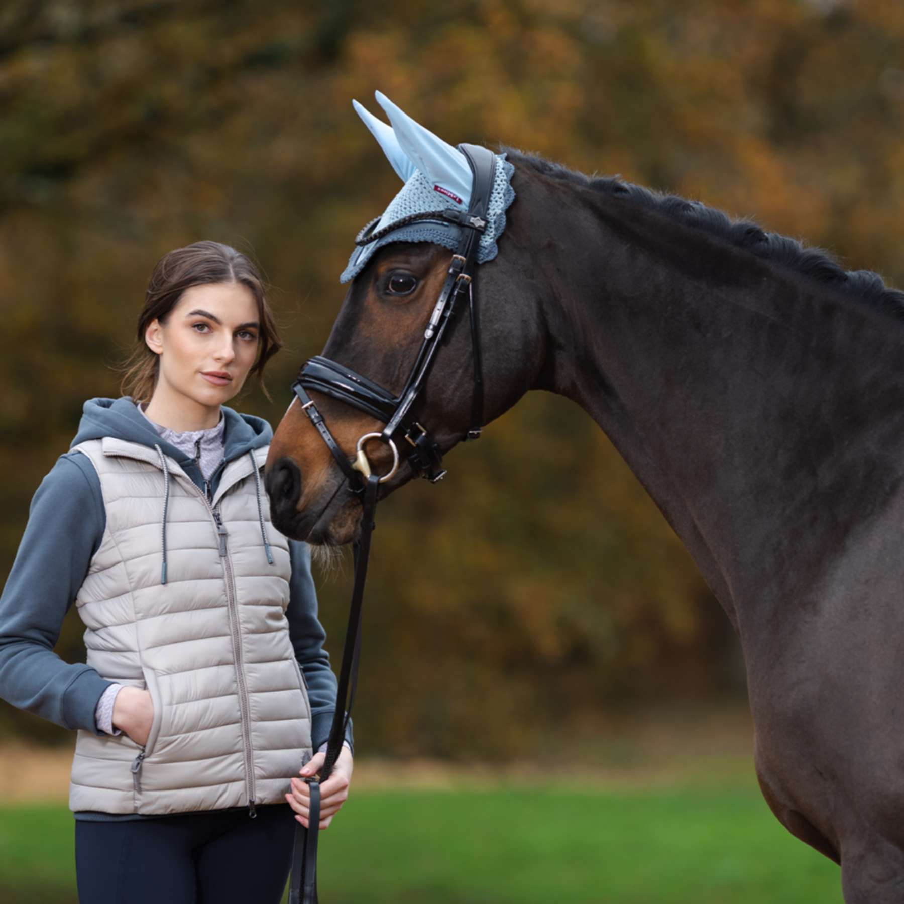 LeMieux Tilly Ladies Hooded Puffer Vest, Ash