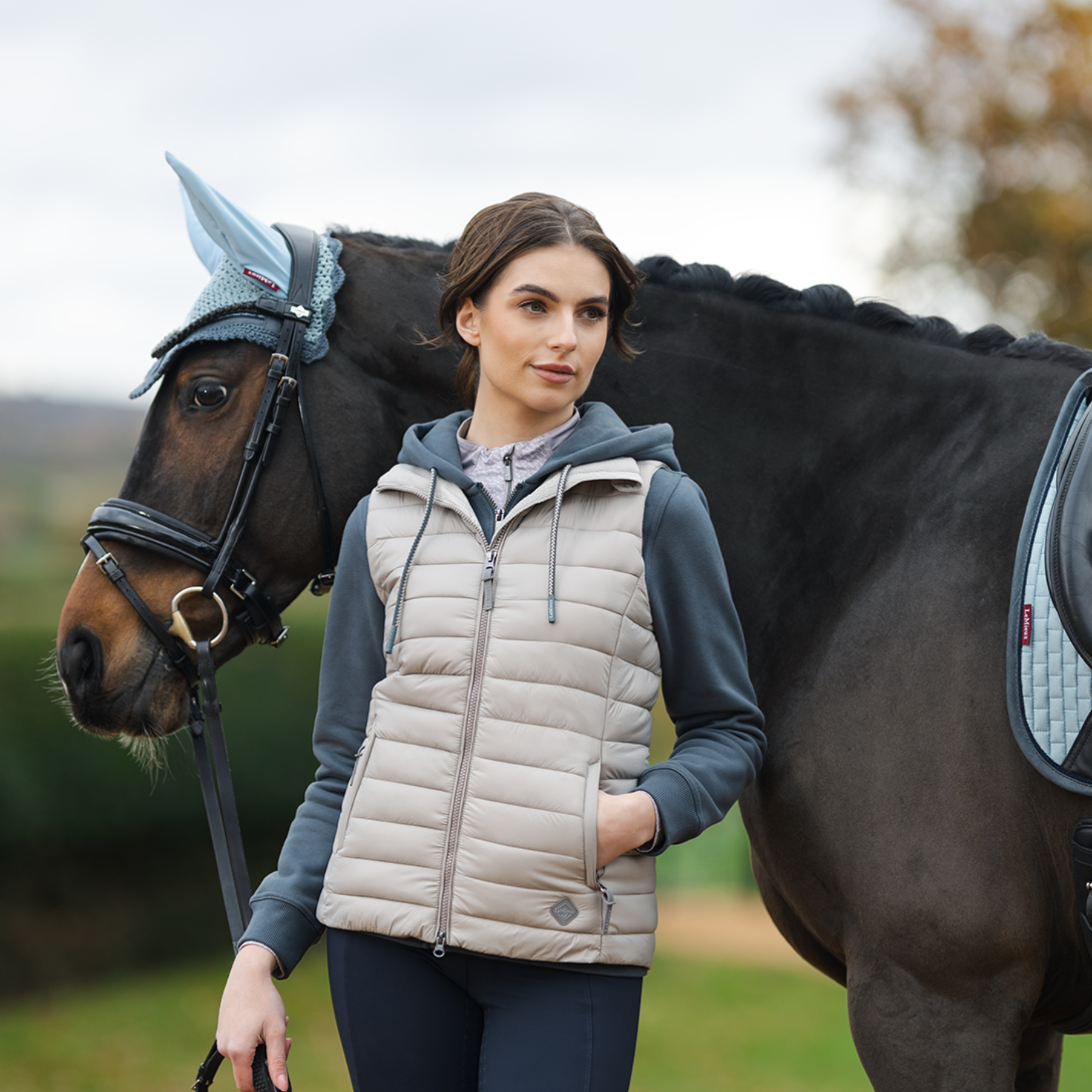 LeMieux Tilly Ladies Hooded Puffer Vest, Ash