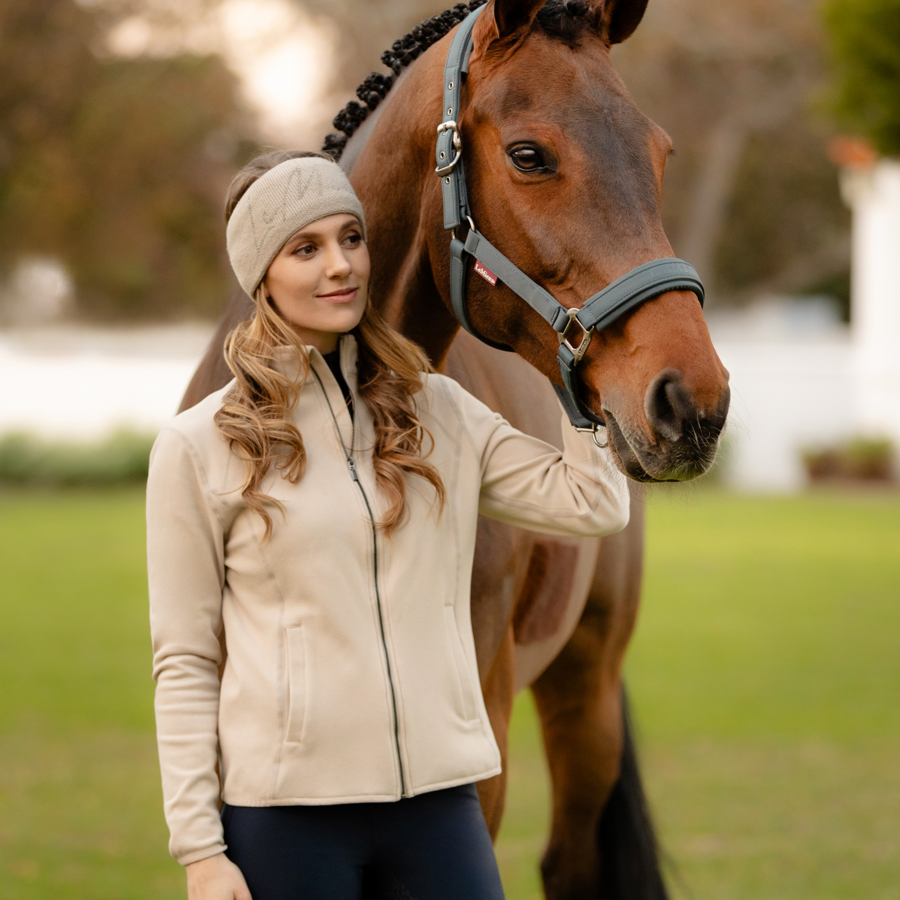 LeMieux Faye Ladies Long Sleeve Full Zip Sweatshirt, Stone