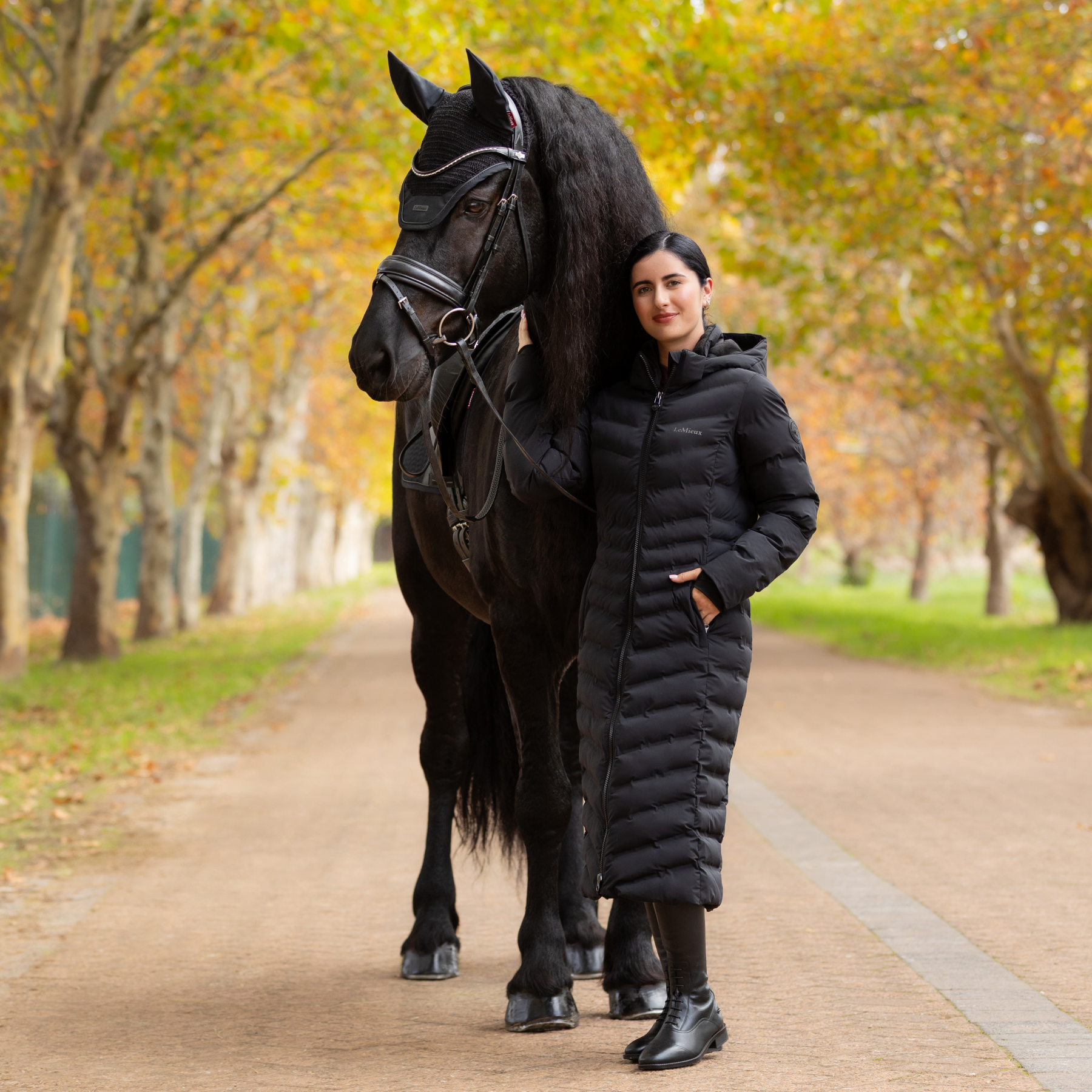 LeMieux Hayley Water Resistant Longline Puffer Coat, Black