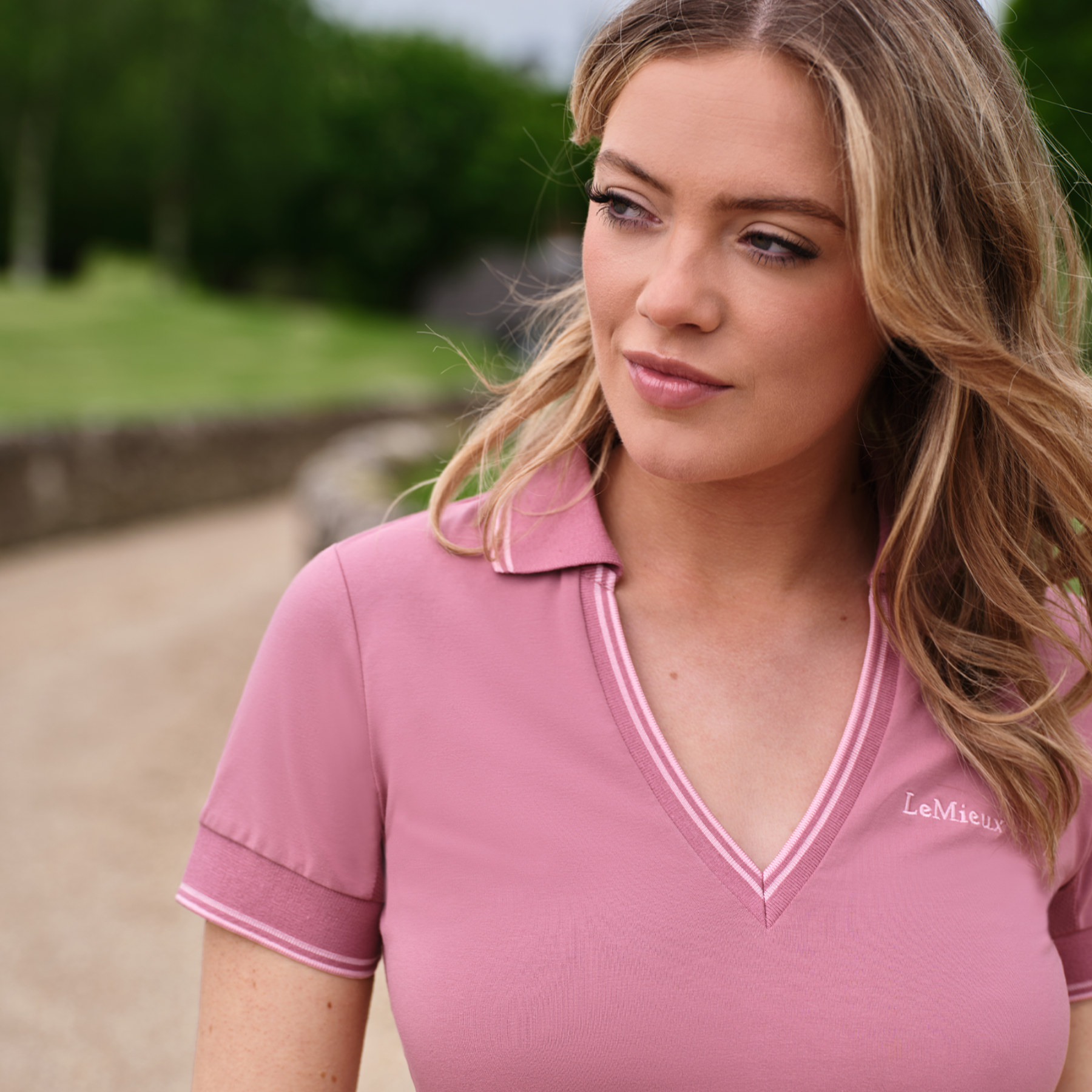 LeMieux Serena Ladies Short Sleeve Sports Polo, Peony