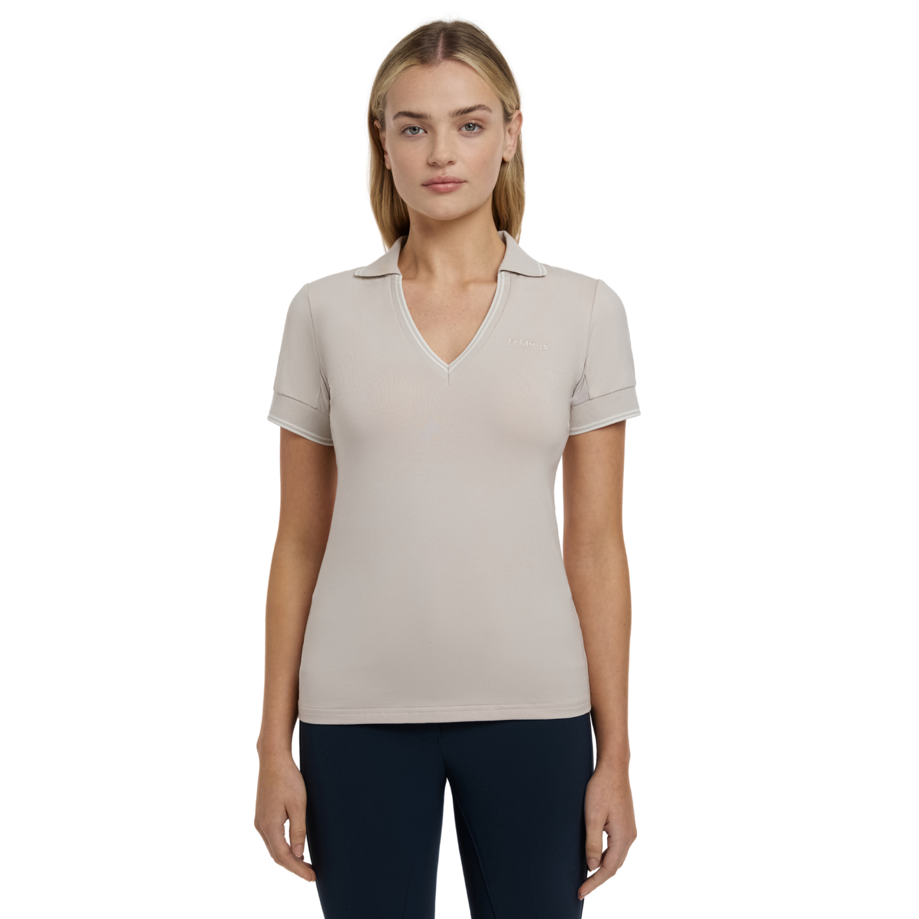 LeMieux Serena Ladies Short Sleeve Sports Polo, Stone