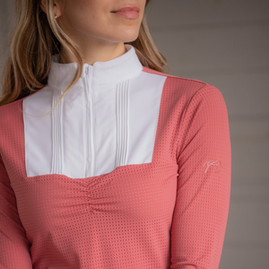 Penelope Florence Mesh Ladies Long Sleeve Show Shirt, Terracota