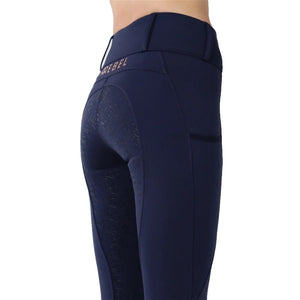 Montar REBEL Rosegold Logo Bit Chain Full Grip Pull on Riding Tights, Navy