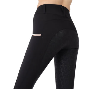 Montar REBEL Rosegold Logo & Pipe Full Grip Mid Rise Breeches, Black