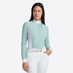 RG Jersey Piquet Long Sleeve Competition Zip Polo, Light Blue