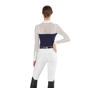 EGO7 Florentine ML Lace Long Sleeve Competition Shirt, Navy/White