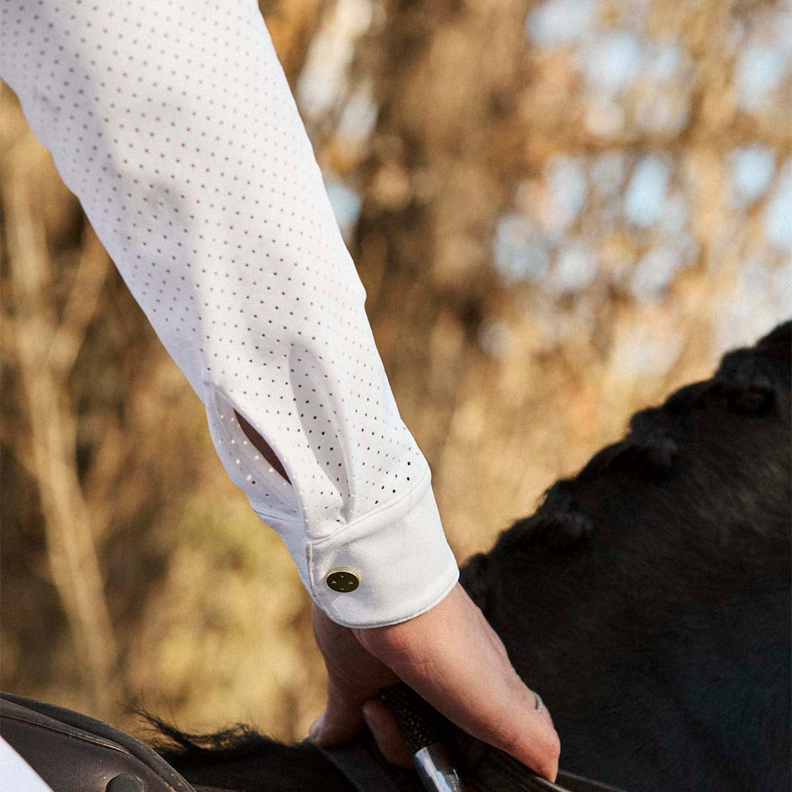 VALA Ladies Long Sleeve Mesh Show Shirt, White