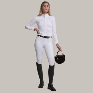VALA Ladies Long Sleeve Mesh Show Shirt, White