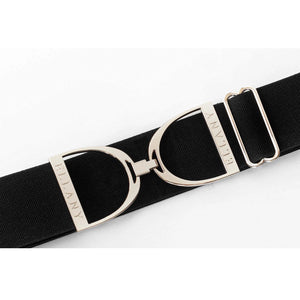 Ellany 2" Silver Stirrup Elastic Belt, Black