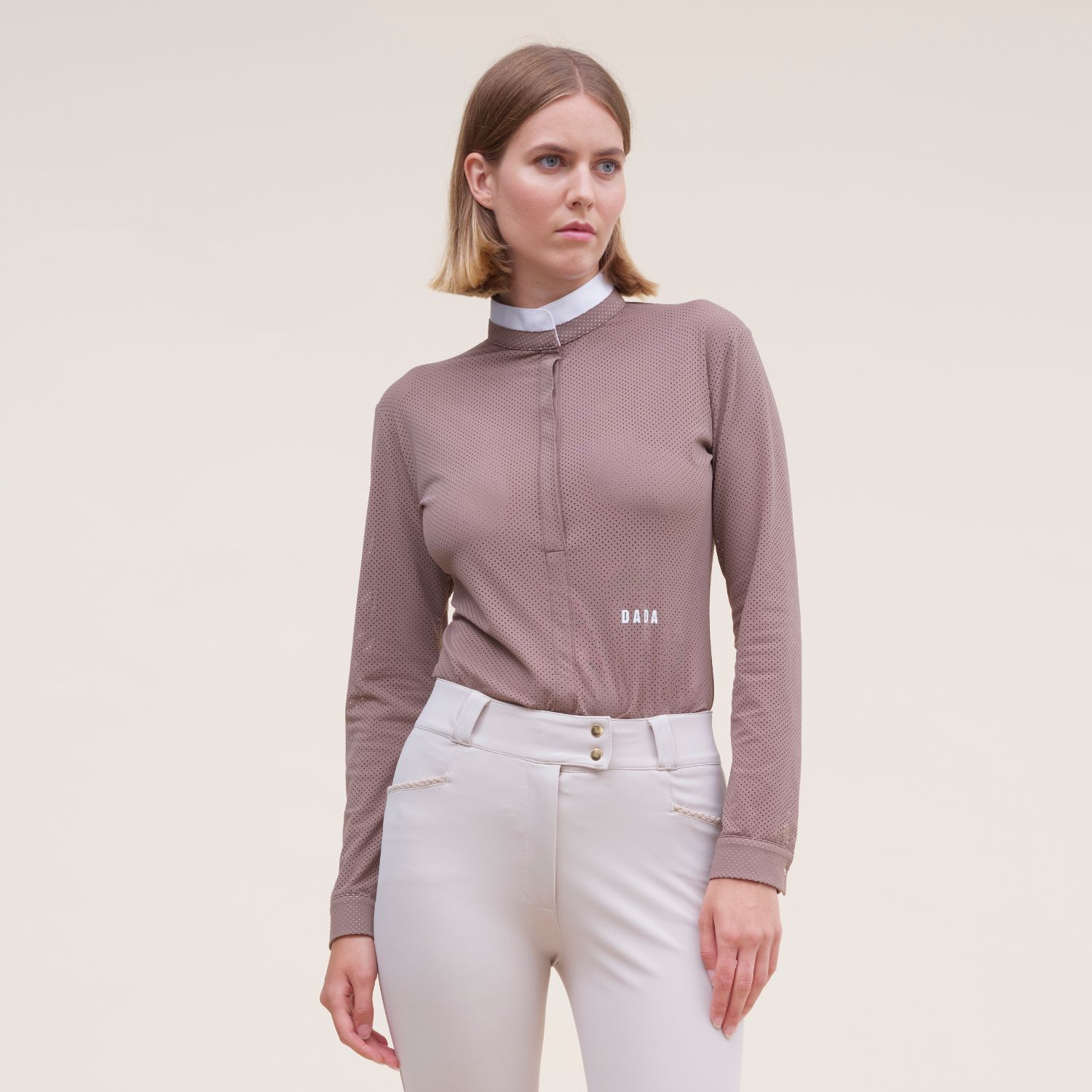 Dada Sport Helios ML Ladies Long Sleeve Horse Riding Competition Shirt, Taupe