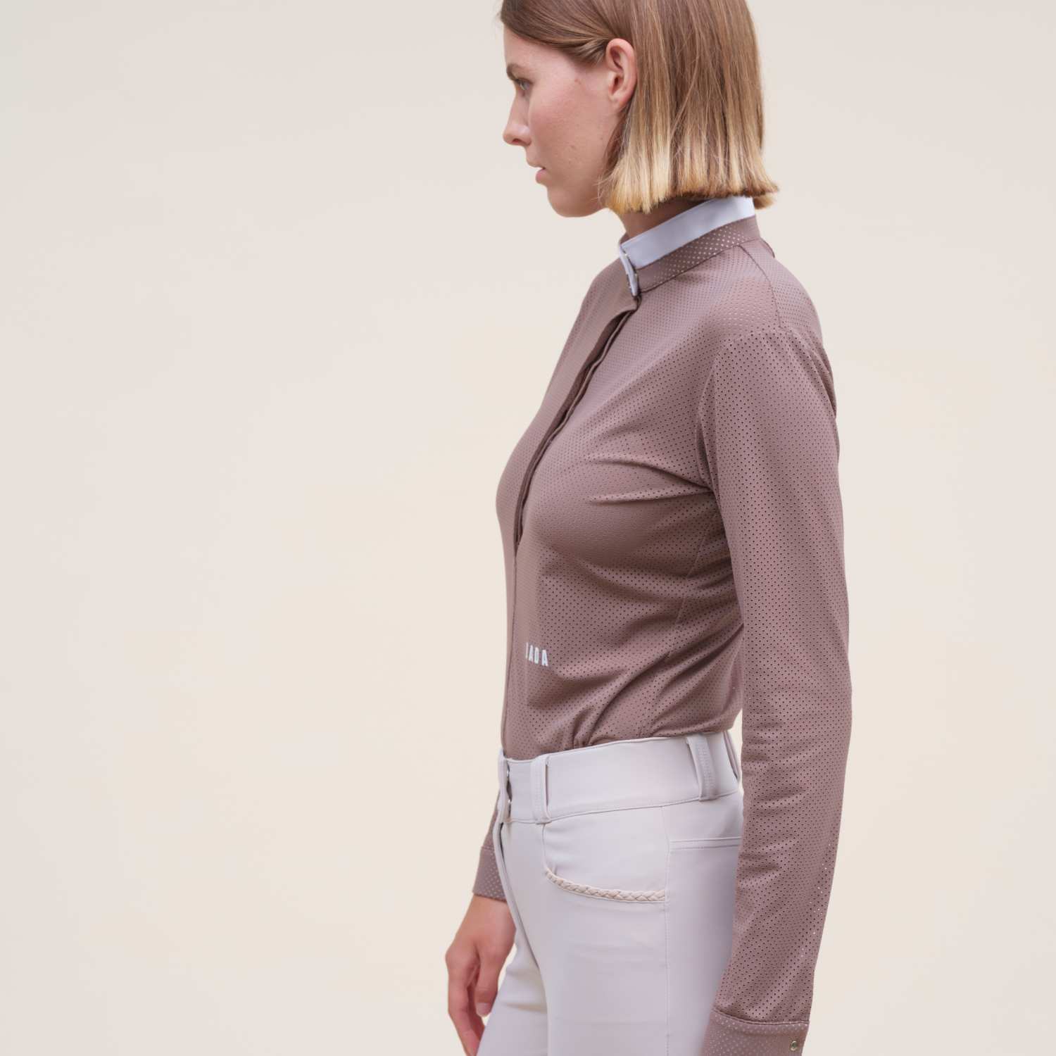 Dada Sport Helios ML Ladies Long Sleeve Horse Riding Competition Shirt, Taupe